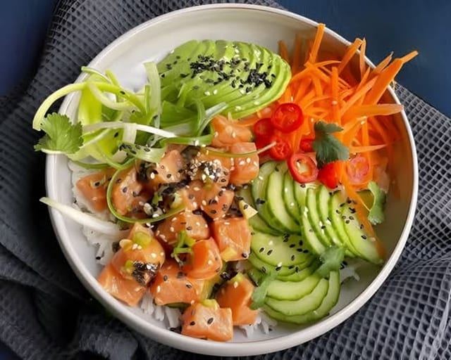 Spicy Salmon Poke Bowl.